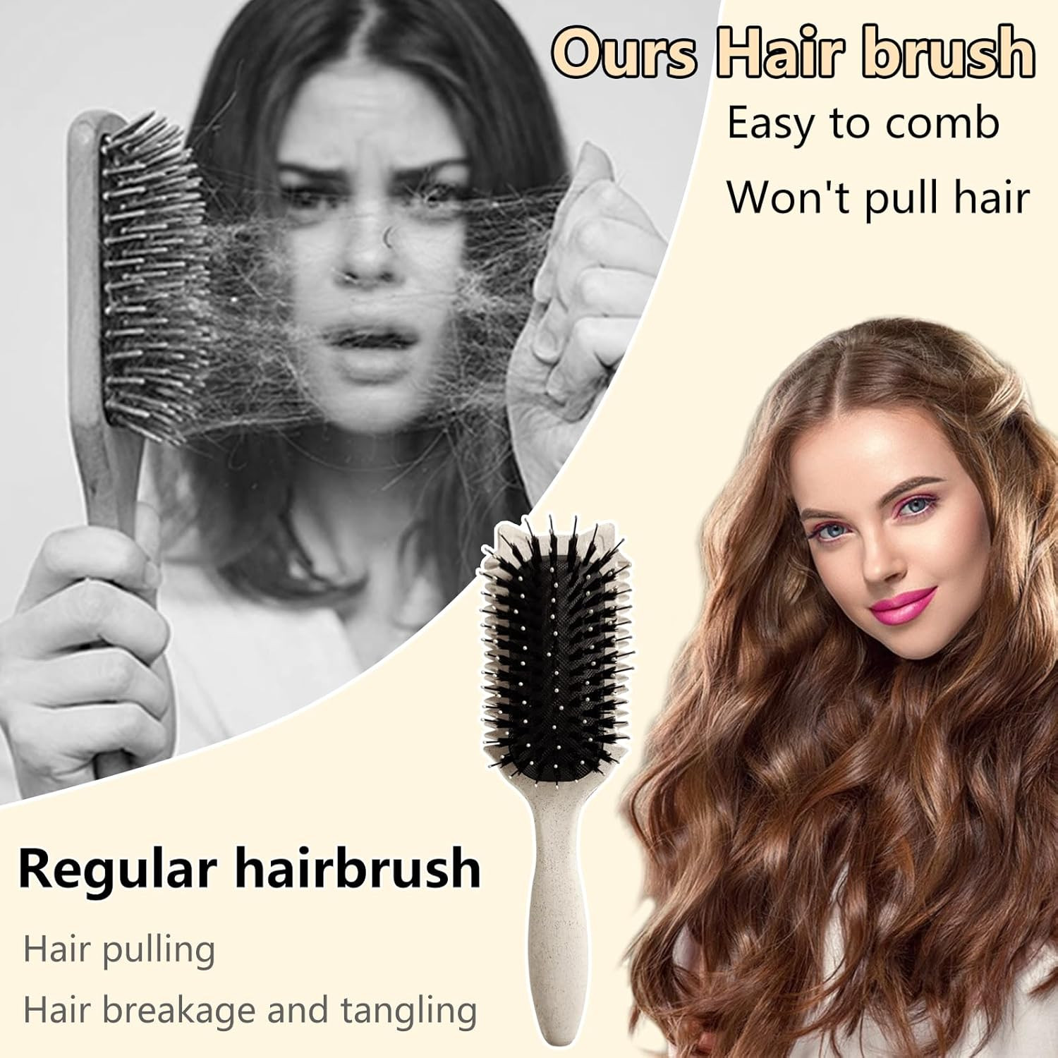 Bounce Curl Define Styling Brush - Frizz Preventing Curling Comb with Smooth Tex