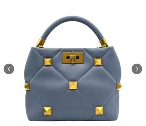 Valentino Garavani Handbag Quilted Leather Blue Studs
