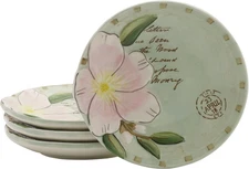 Fitz and Floyd Toulouse Appetizer Plates, Set of 4, 5-Inch, Green