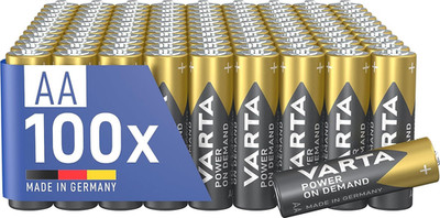 VARTA Batterien AA, 100 Stück, Power on Demand, Alkaline, 1,5V, Vorratspack in U