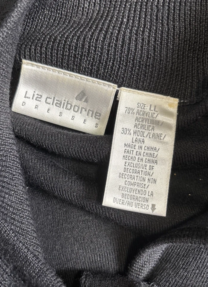 VTG 90s Liz Claiborne Beaded Sweater Dress Size Large Gothic Retro Steampunk - Image 3 of 4