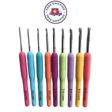 9Pcs Ergonomic Crochet Hooks Set Soft Needles Crafts Sewing Knitting Hooks Tool