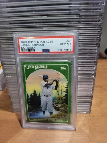 2023 TOPPS X BOB ROSS SAP GREEN JACKIE ROBINSON /75 PSA 10
