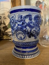 German stoneware Goblet Cup PROSIT Vintage Drink Ware Barware Pottery 