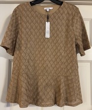 Nuevo con etiquetas Chico’s Luxury Resortcore Metálico Crochet Encaje Peplum Dobladillo Talla 1 EE. UU. M