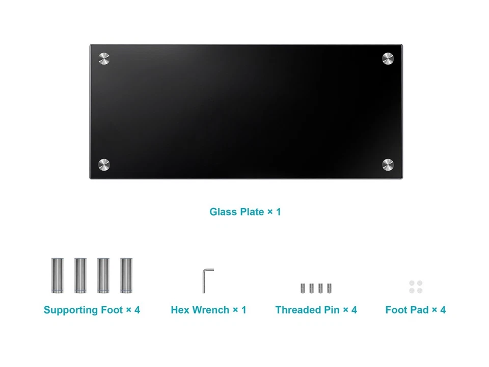 Monoprice Medium Multimedia Stand, Black Glass 25.6" x 11.0" W/ Adjustable Legs - Image 4 of 4