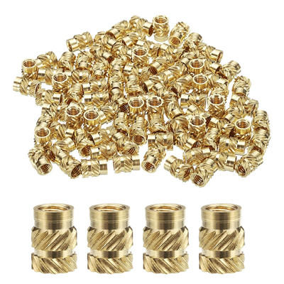 100pcs M4 Threaded Inserts Brass Heat Set M4x8x6mm(ID*Lenth*OD) Gold