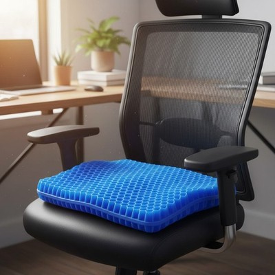 Super Large Gel Seat Cushion for Long Sitting Relief - 19x18x1.65in Cooling C...