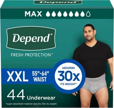 Depend Fresh Protection Adult Diapers, Incontinence Underwear for Men, Grey 