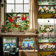Large Double-Sided Colorful Floral Window Stickers Flowers Window Static Cling