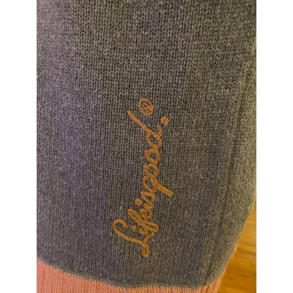 Life is Good Lambswool 1/4 Zip Sweater Men Large Olive Ribbed Knit Pullover - Image 2 of 4