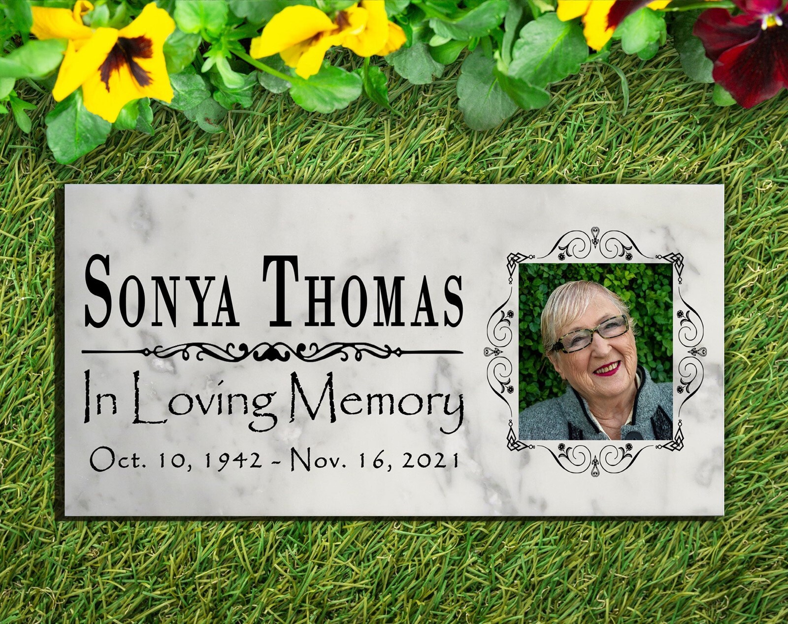 In Loving Memory Memorial Stone With Picture Of Loved One Loss Gift Custom Photo