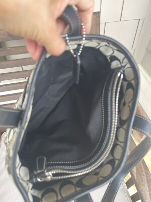 Coach Black and White Signature Fabric Tote Bag | eBay