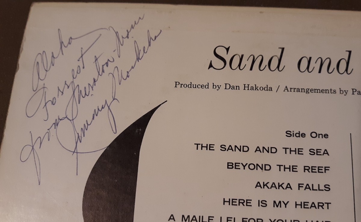 X'periment/Chinatown Rock サインsignature SIGNED Jimmy Moikeha Sand and The Sea Hawaiian Record Danco 33rpm