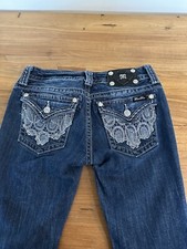 Miss Me Jeans Size 28 Bootcut Rhinestone Embellished Silver Buttons Sequins