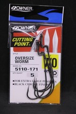 OWNER Black Chrome Oversize Worm Hooks 5110-1...