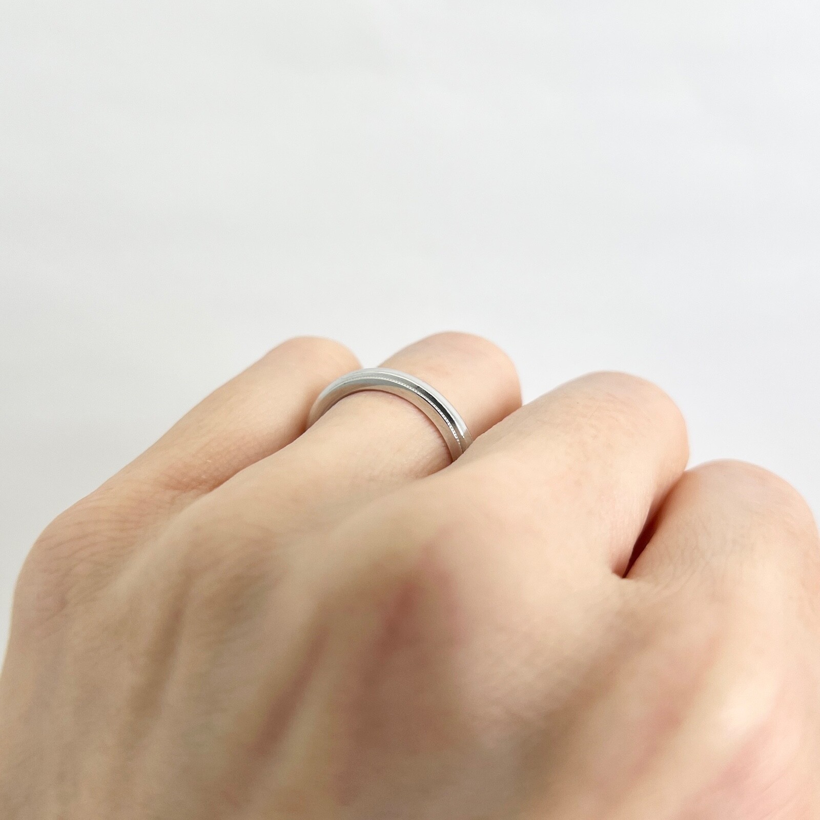 Milgrain Edge Platinum Wedding Band Ring, Size 6, 3 mm