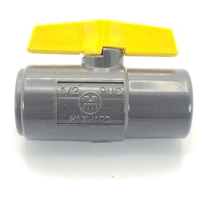 Hayward 1/2 Inch QIC Ball Valve ''Socket'' Gray W/ Yellow Handle Old Stock PVC