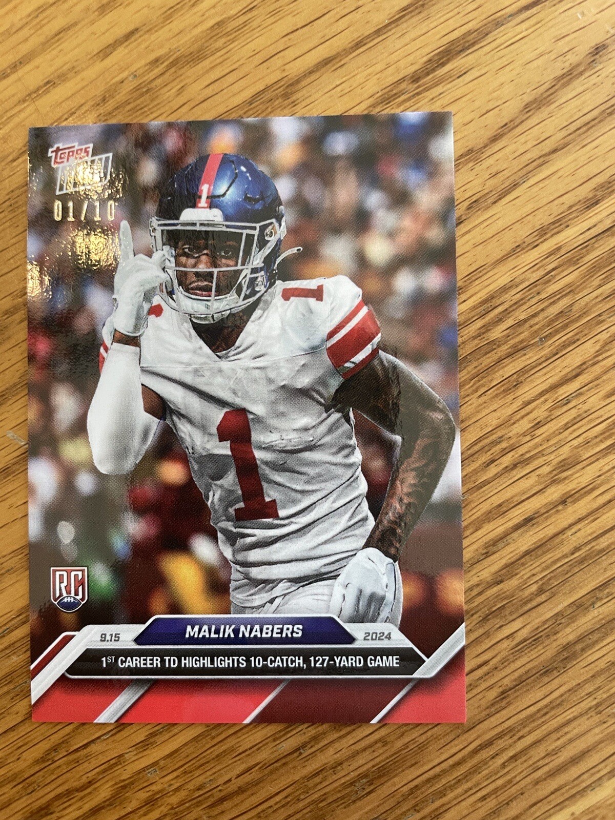2024 Topps Now 1st Career TD #4 Malik Nabers RC Rookie RED 1/10 JSY #