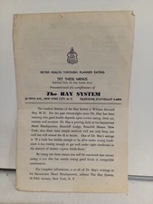 The Hay System 1934 Better Health Through Planned Eating 1934 booklet Diet WTJ