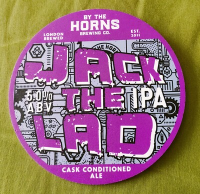 BY THE HORNS BREWING CO JACK THE LAD IPA ALE BIERPUMPE GRIFF CLIP ABZEICHEN 5 % ABV
