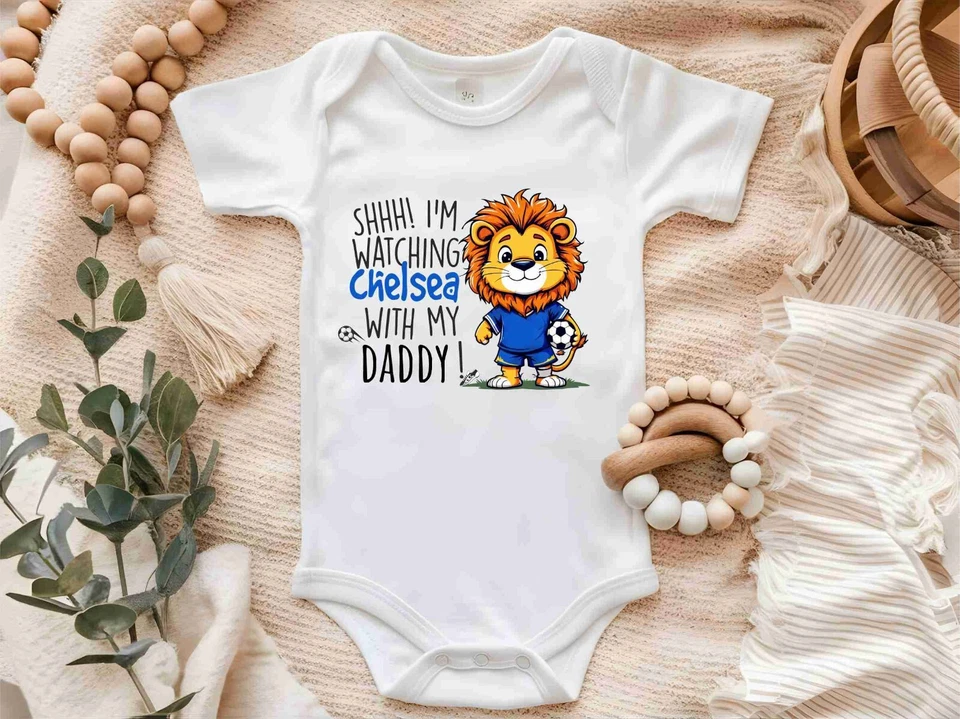 CHELSEA Fußball Shh im Watching Football Papa Baby Weste Grower Junge oder Mädchen