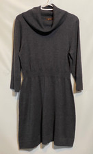 Victor Alfaro L Gray WOOL 3/4 Sleeve Turtleneck Short Pullover Sweater Dress