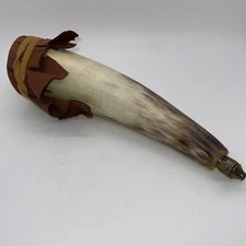 Powder Horn Black Powder, Handmade 10.5” Real Cow Horn