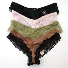 4 Victoria's Secret Lace Rose Satin Smooth High Leg Cheeky Panty Lot XS X-SMALL