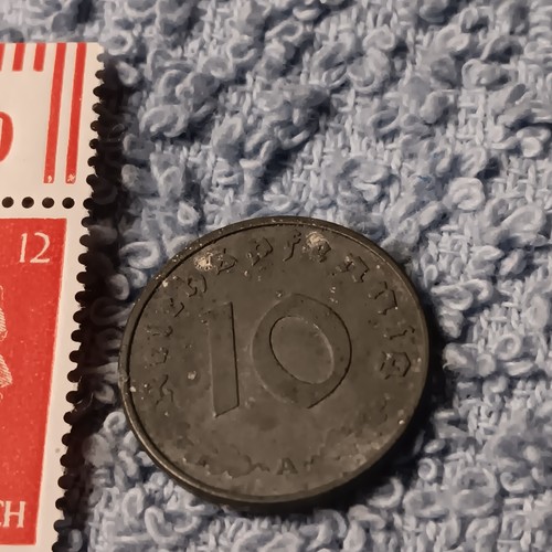 Vintage 1942 WW2 German 10 Reichspfennig , WWII Era Circulated Coin, With Stam - Picture 13 of 20
