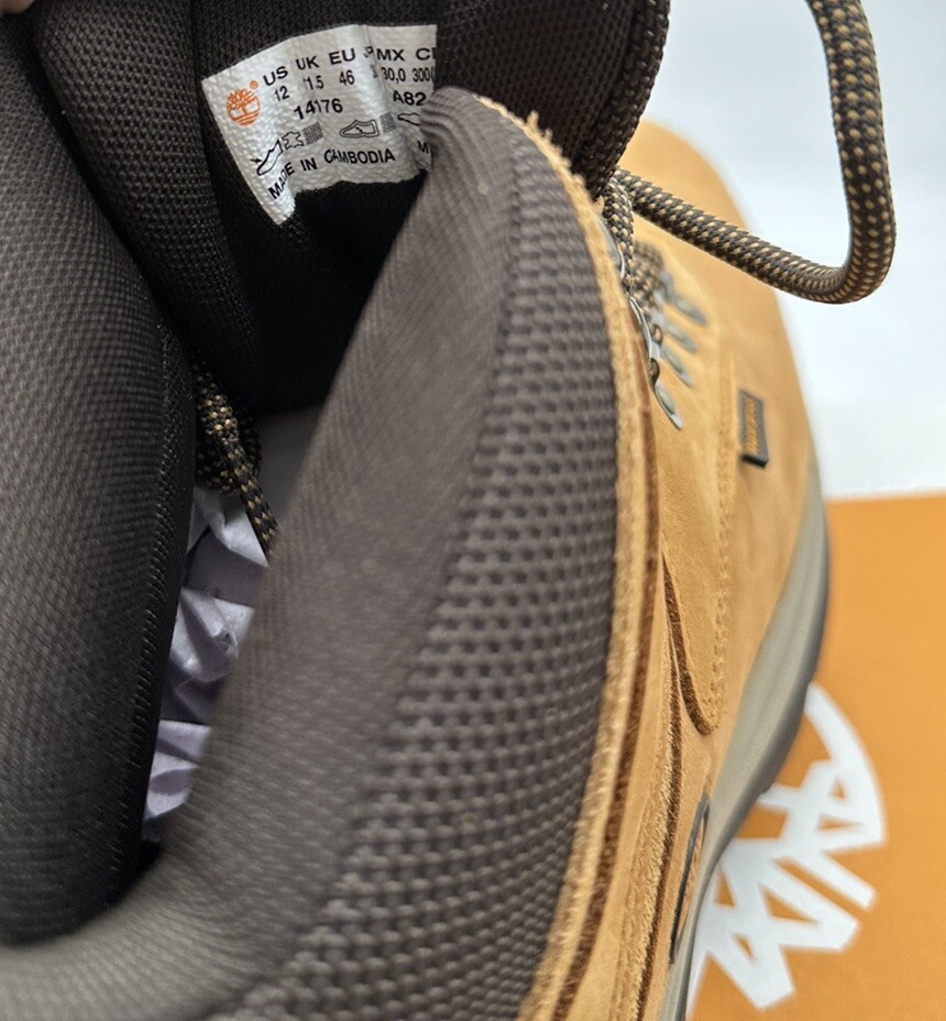 Tried On Timberland White Ledge Waterproof Mid Hiker Men Sz 12 M Wheat Nubuck image 10