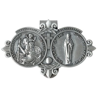 Saint St Christopher Medal for Car Auto Car Sun Visor Clip Bless Driving Safe...