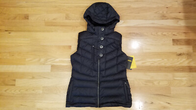 Cabelas Casper Womens 650 Down Puffer Vest Hooded Sleeveless Jacket M Black 