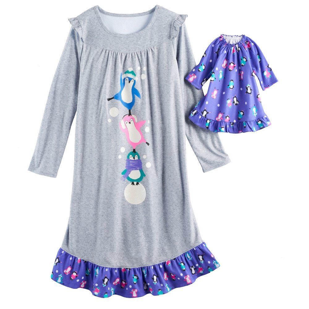 Girl 4-14 and Doll Matching Penguin Nightgown Clothes ft American Girl Dollie Me