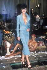 John Galliano Spring 1998 Pink Silk Asymmetrical Lapel Evening Jacket 40