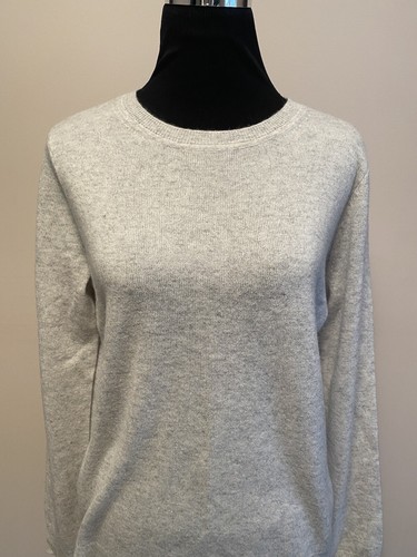 NWT TAHARI 100% Cashmere Crew Neck Pullover Gray Sweater sz L - Picture 4 of 9