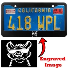 Engraved Black License Plate Frame - Llama Sunglasses