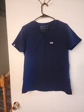 FIGS TECHNICAL COLLECTION CATARINA 1 POCKET NAVY BLUE SZ S SCRUB TOP/EUC