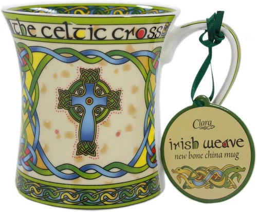 The Celtic Cross TEA COFFEE MUG Celtic Weave Irish Design Bone China 11 fl oz