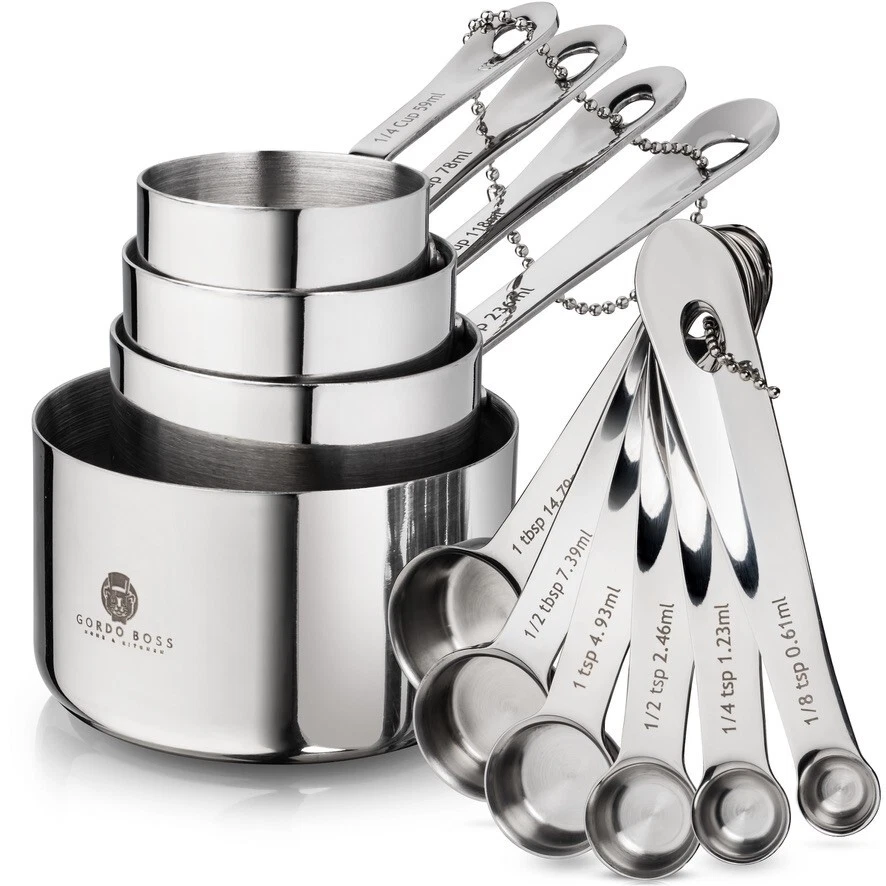 NEW - 10-Piece Stainless Steel Measuring Cups and Spoons Set