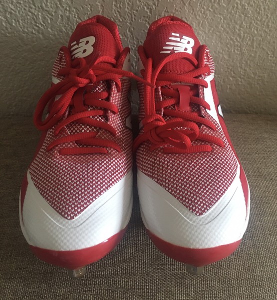 New Balance Metal Cleats L4040TR4 Menâs Size 8 Red/White NICE - aiscan.com
