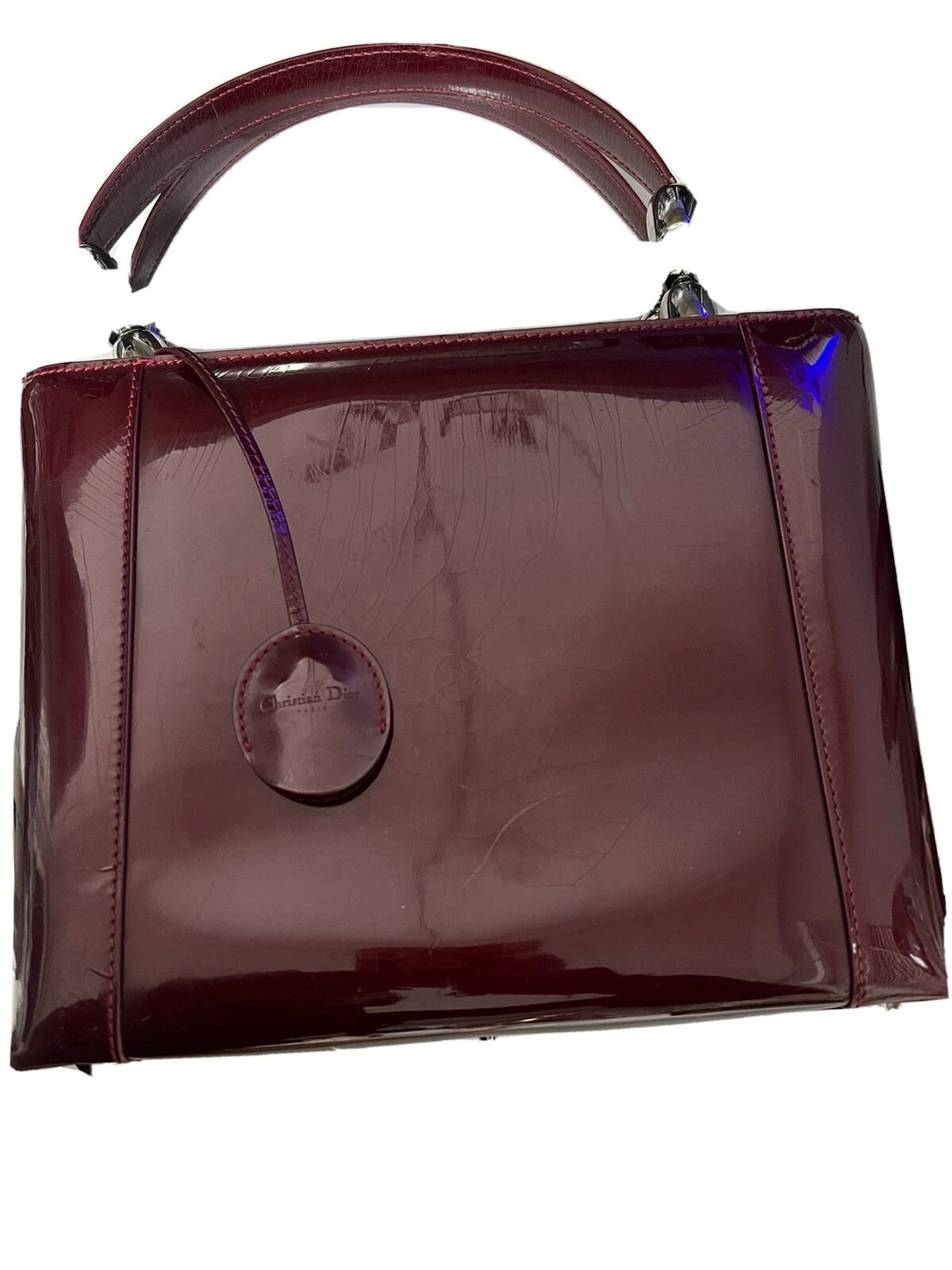 Bourgogne chrétien dior sac cuir verni pré aimé