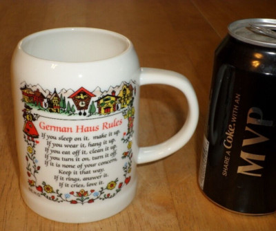 ''GERMAN HAUS RULES.... ETC.'', [STEIN SHAPPED MUG] Ceramic Beer Cup, GERMANY MADE