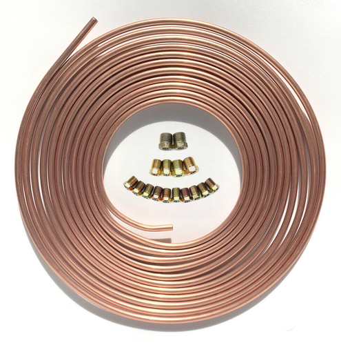 Kit de tubos de línea de freno de níquel de cobre envío de EE. UU. 3/16" OD 25 ft rollo de bobina con 16 accesorios - Imagen 3 de 10