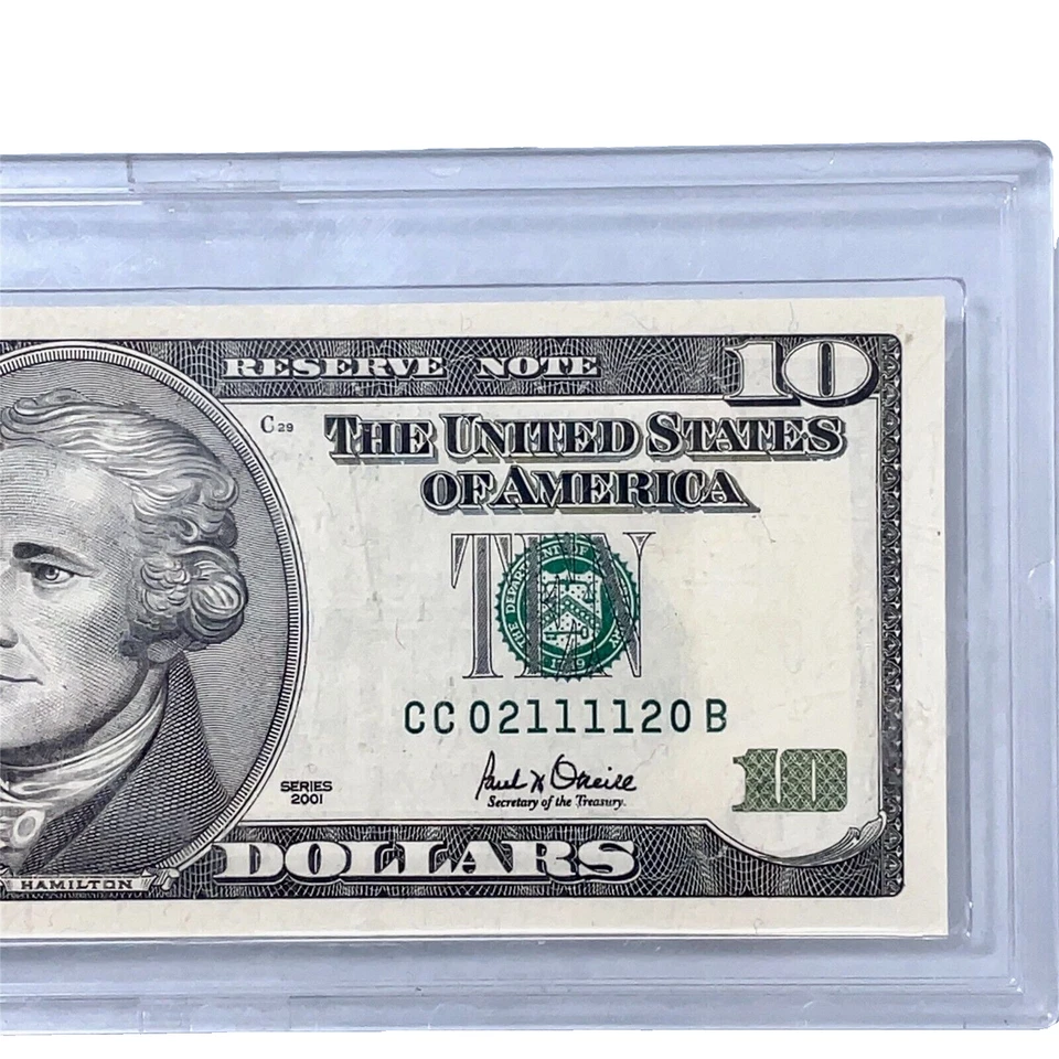 2001 GEM BU. $10 Dollar  Super Outstanding Radar Bill # CC 02 1111 20 B - Image 4 of 4