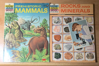 2 VINTAGE The How & Why Wonder Book of Prehistoric Mammals Rocks and Minerals 62