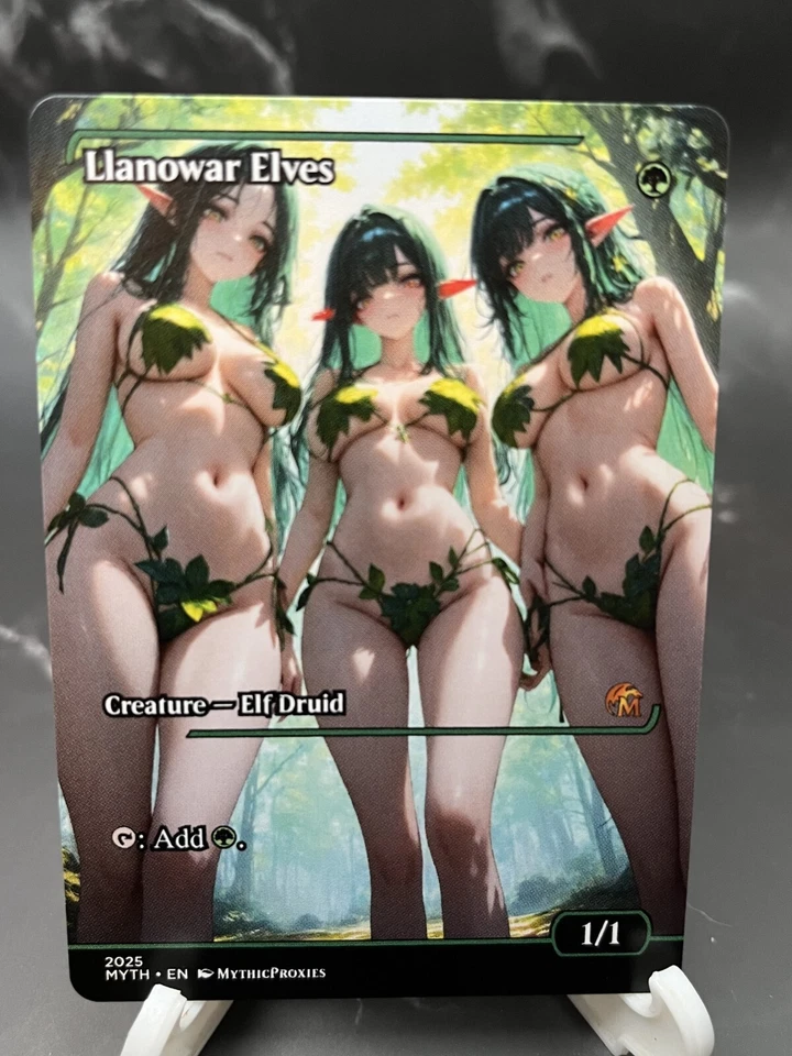 Llanowar Elves Japanese Showcase Frame High Quality Custom Art Playtest Card - Image 2 of 4