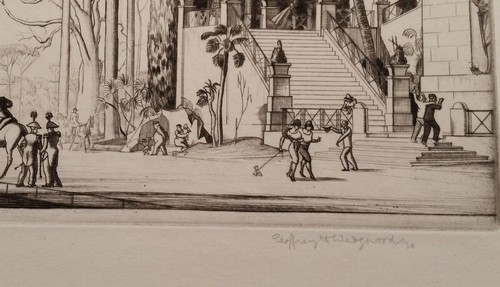 1930 "Pincian Gardens, Rome" Geoffrey Wedgwood Chicago Society of Etchers Edición Limitada - Imagen 2 de 7