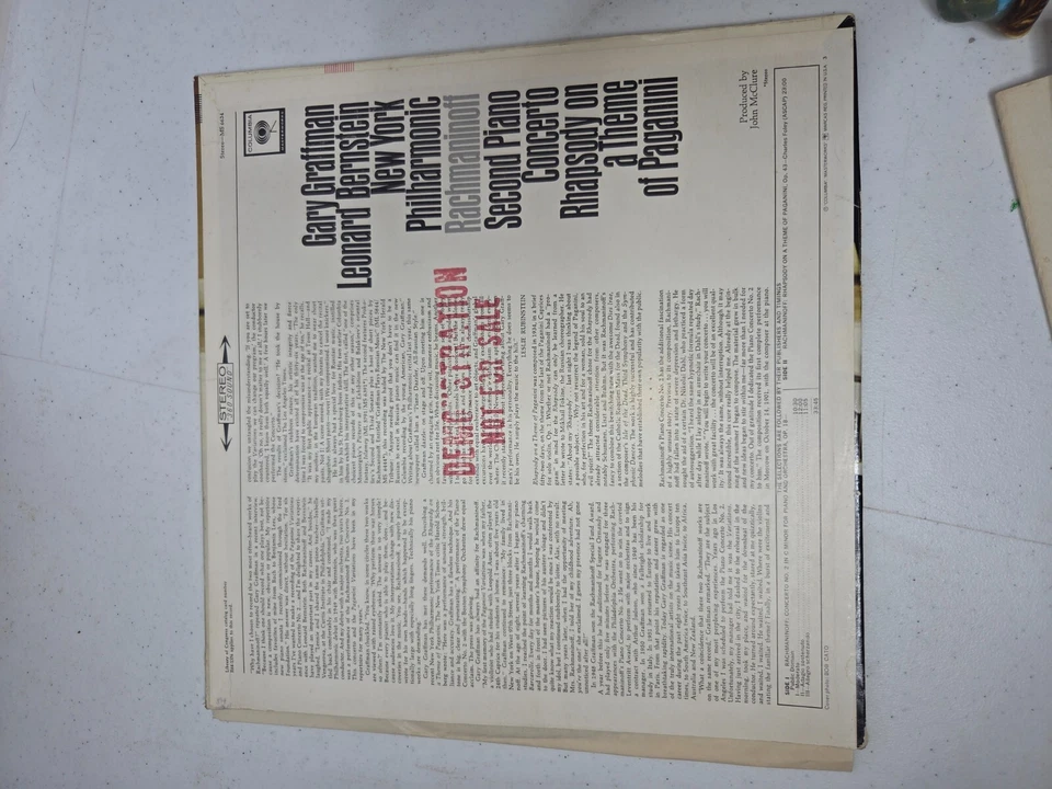 Gary Graffman Leonard Bernstein NY Philharmonic Rachmaninoff Second Piano Vinyl - Image 4 of 4