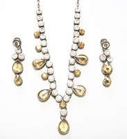 Authentic Indian Jewellery. Vintage Necklace & Earrings. Golden/silver Crystals. Authentic Indian Jewellery. Vintage Necklace & Earrings. Golden/silver Crystals.